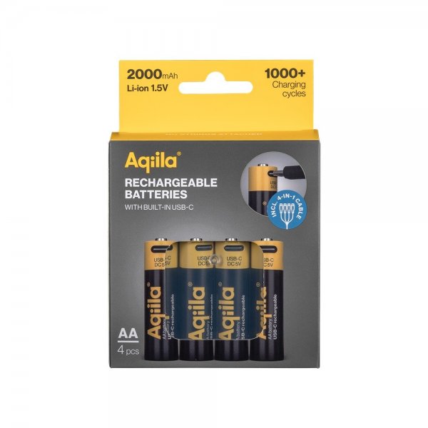 Aqiila Rechargeable AA Battery USB-C 4-pack