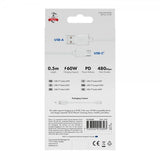 X2O USB-A til USB-C Kabel Basic 60W 0.5m Hvit