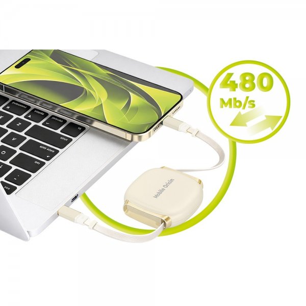 Mobile Origin USB-C Kabel 100W Retractable Cable Box Beige