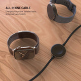 Fixed USB-C Kabel med Smartwatch-lading 1.5m Svart