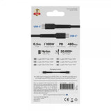 X2O USB-C til USB-C Kabel Longlife 100W 0.5m Svart