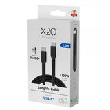 X2O USB-C til USB-C Kabel Longlife 100W 1m Svart