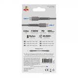 X2O USB-C til USB-C Kabel Longlife 100W 2m Grå