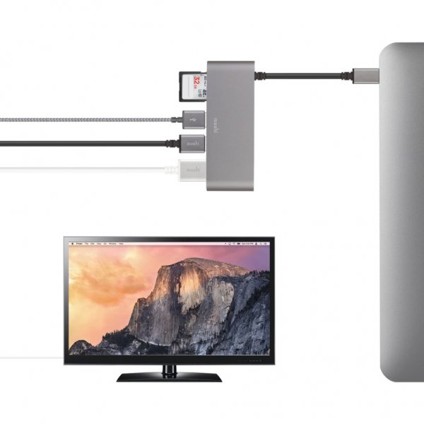 Moshi MacBook Pro USB-C Multimedia-Hub Sølv