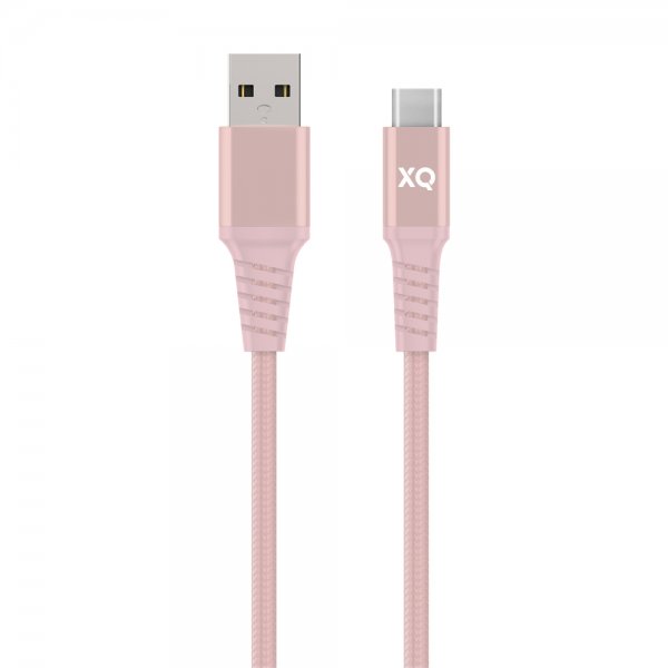 Xqisit USB till Type C Kabler Flätad Extra Stark 2 m RoseGUll