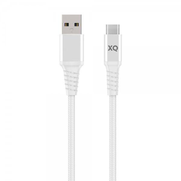 Xqisit USB till Type C Kabler Flätad Extra Stark 2 m Hvit