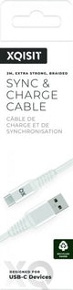 Xqisit USB till Type C Kabler Flätad Extra Stark 2 m Hvit