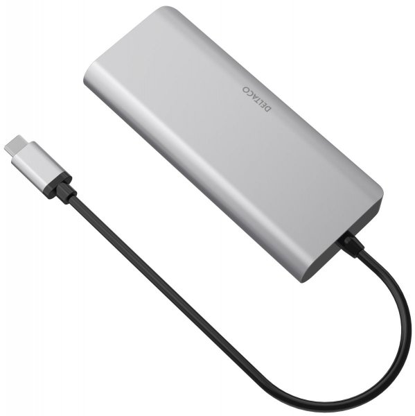 Deltaco Dockingstation USB-C med HDMI/RJ45/USB-A Rymdgrå