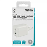 Deltaco Vegg Lader GaN 1x USB-A 2x USB-C PPS 100W