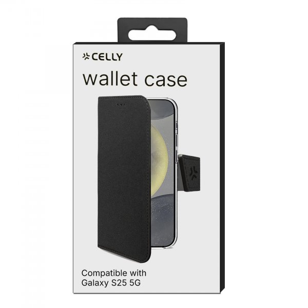 Celly Samsung Galaxy S25 Etui Wally Wallet Case Svart