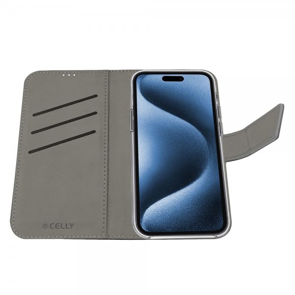 Celly iPhone 17 Pro Etui Wally Wallet Case Svart
