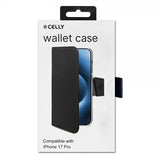 Celly iPhone 17 Pro Etui Wally Wallet Case Svart