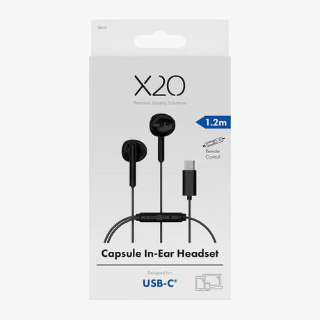 X2O Trådade Hodetelefoner USB-C Capsule 1.2m Svart