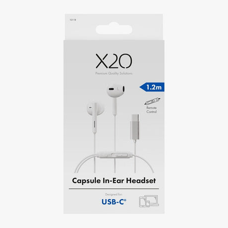 X2O Trådade Hodetelefoner USB-C Capsule 1.2m Hvit