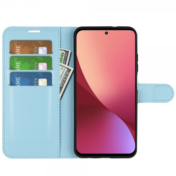 Xiaomi 12 Pro Etui Litchi Blå