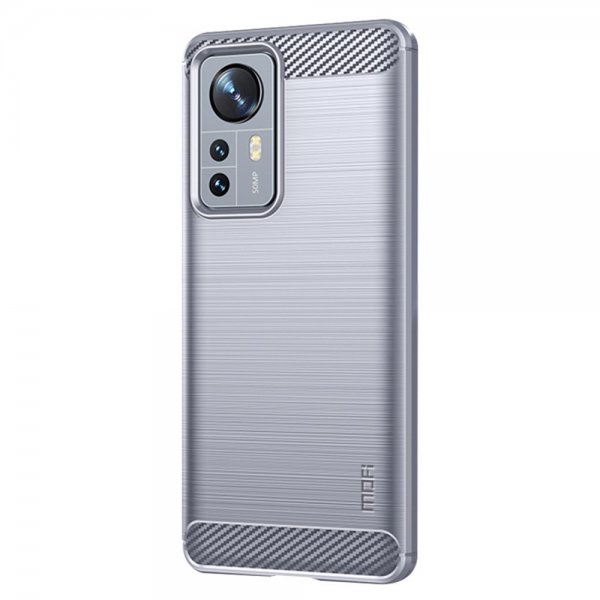 Mofi Xiaomi 12 Pro Deksel Børstet Karbonfibertekstur Grå