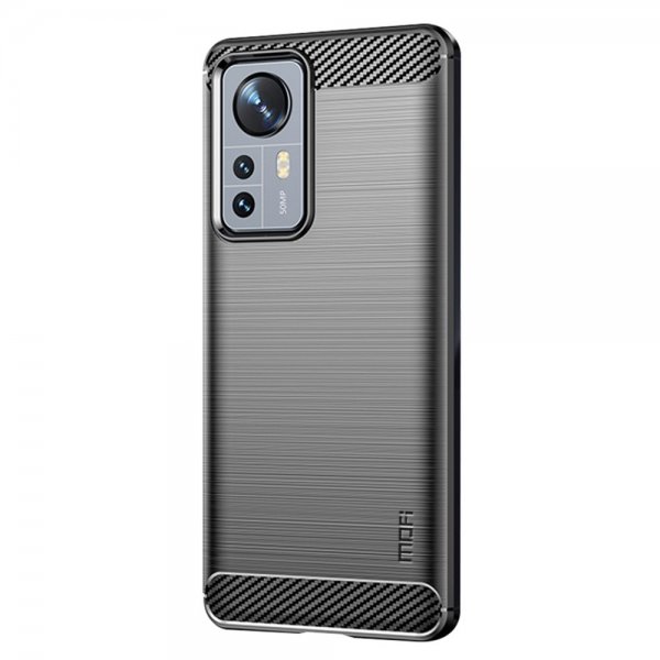 Mofi Xiaomi 12 Pro Deksel Børstet Karbonfibertekstur Svart