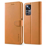 Lc.Imeeke Xiaomi 12T/12T Pro Etui med Kortlomme stativfunksjon Lysebrun