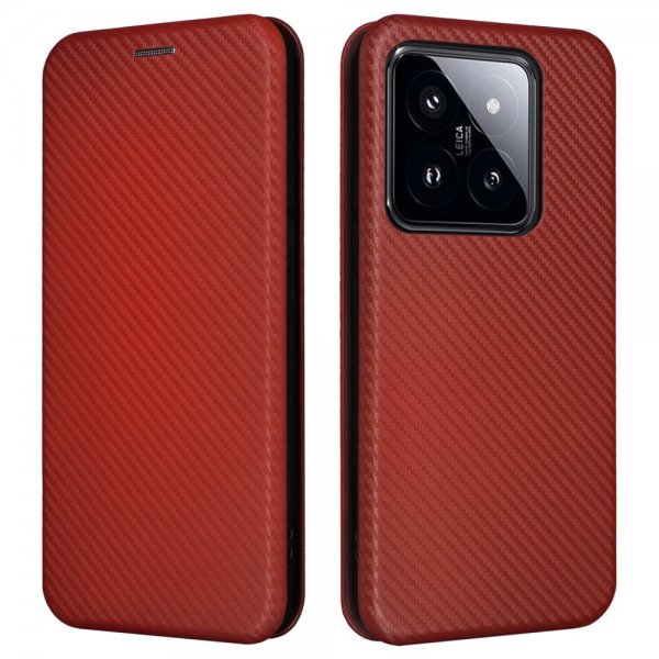 Xiaomi 14 Etui Karbonfibertekstur Brun