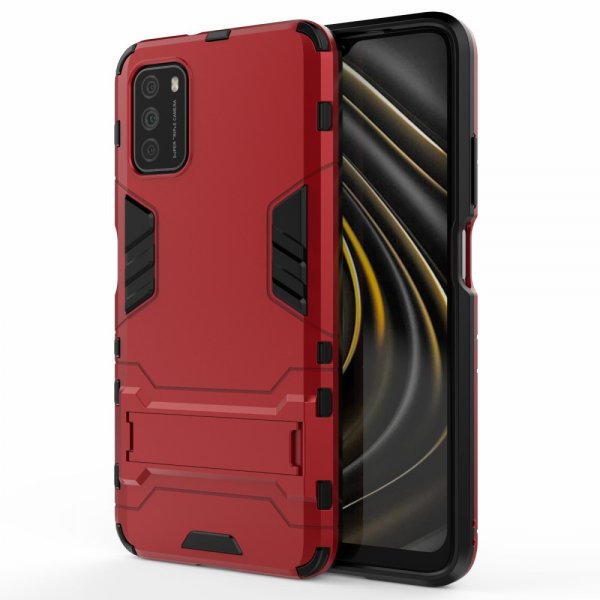 Xiaomi Poco M3 Deksel Armor Stativfunksjon Rød