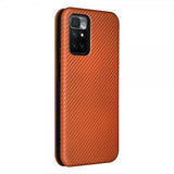 Xiaomi Redmi 10 Etui Karbonfibertekstur Brun