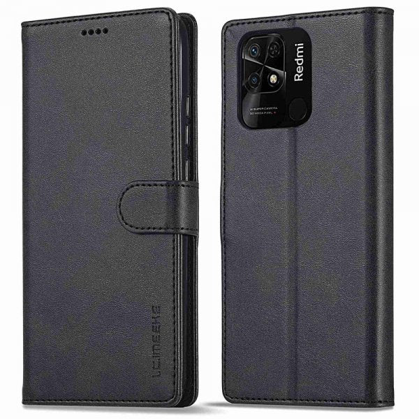 Lc.Imeeke Xiaomi Redmi 10C Etui med Kortlomme stativfunksjon Svart