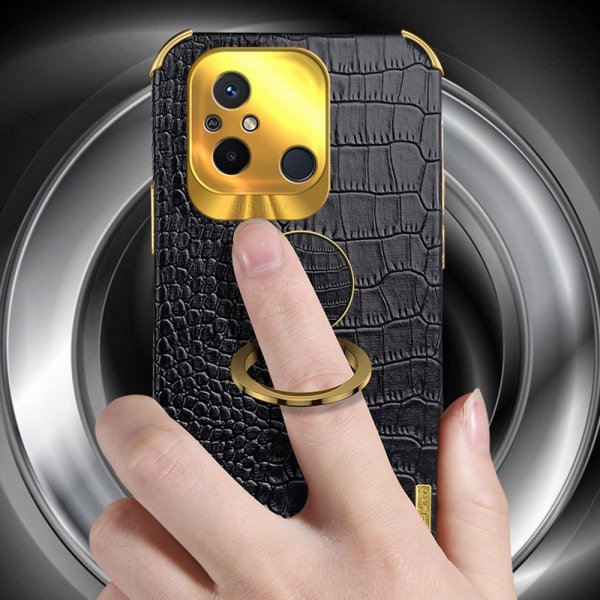 Xiaomi Redmi 12C Deksel Krokodillemønster Finger Ring Grønn