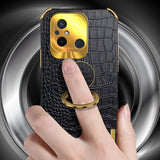 Xiaomi Redmi 12C Deksel Krokodillemønster Finger Ring Rød
