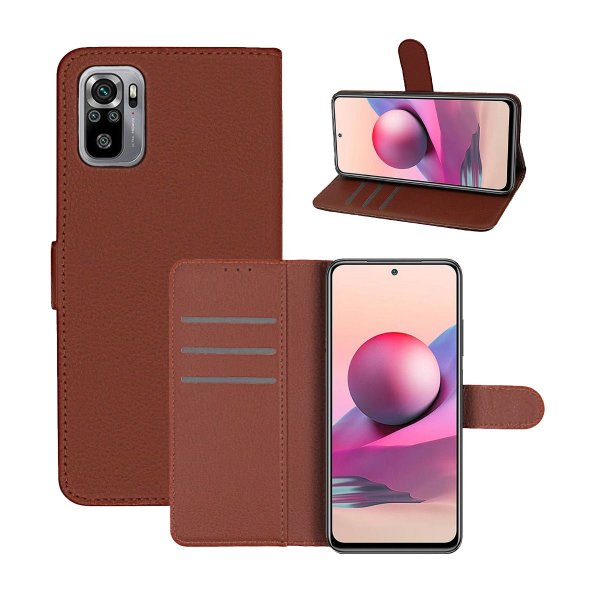 Xiaomi Redmi Note 10 5G Etui med Stativ Brun