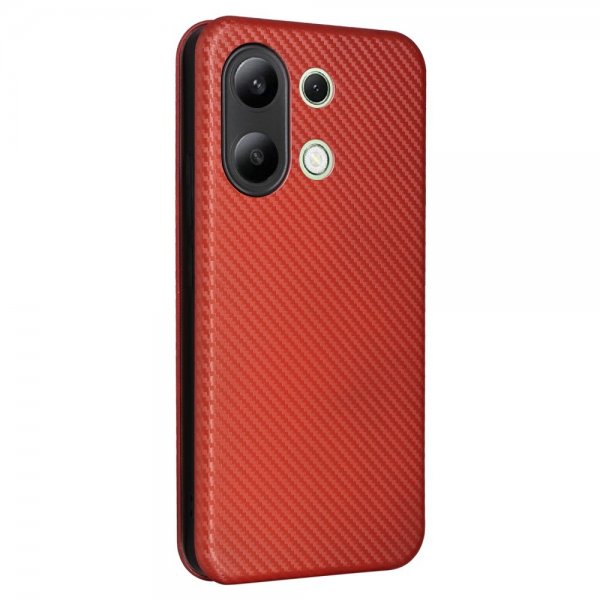 Xiaomi Redmi Note 13 4G Etui Karbonfibertekstur Brun
