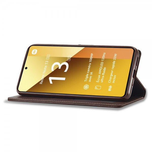 Lc.Imeeke Xiaomi Redmi Note 13 5G Etui med Kortlomme stativfunksjon Brun
