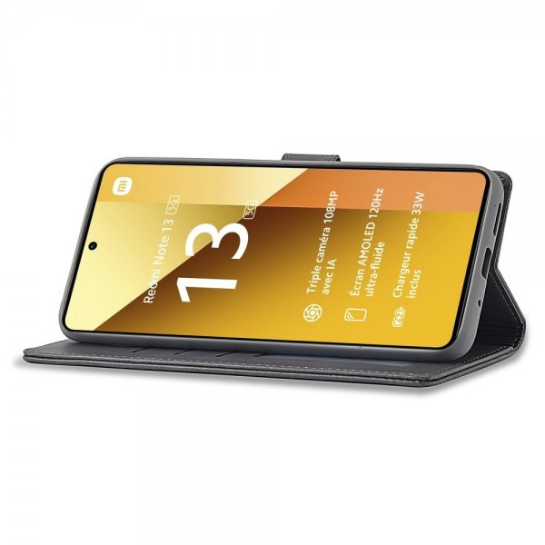 Lc.Imeeke Xiaomi Redmi Note 13 5G Etui med Kortlomme stativfunksjon Grå