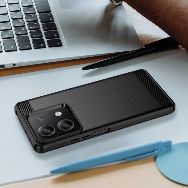 Xiaomi Redmi Note 13 5G Deksel Børstet Karbonfibertekstur Svart
