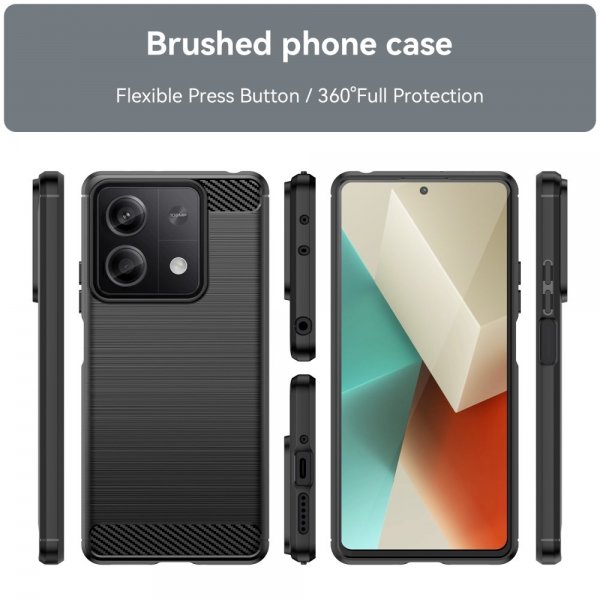Xiaomi Redmi Note 13 5G Deksel Børstet Karbonfibertekstur Svart