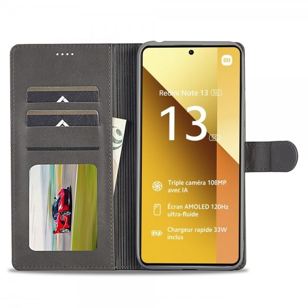 Lc.Imeeke Xiaomi Redmi Note 13 Pro 5G Etui med Kortlomme stativfunksjon Grå