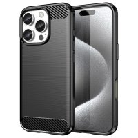 iPhone 16 Pro Deksel Børstet Karbonfibertekstur Svart