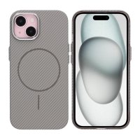 iPhone 15 Deksel Karbonfibermønster MagSafe Grå