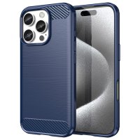 iPhone 16 Pro Deksel Børstet Karbonfibertekstur Blå