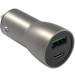 Speedy Charger Mobillader til bil med USB-A och Type-C PD 18W Grå