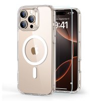 iPhone 16 Pro Max Deksel og Skjermbeskytter Classic Hybrid MagSafe Set Transparent