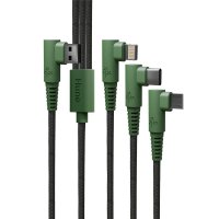 Hune Kabel 3in1 USB A - Lightning Type C Micro USB 1.2M Forest Green