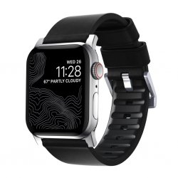 Apple Watch 44/45/46mm/Apple Watch Ultra Armbånd Active Band Pro Silver Hardware Svart