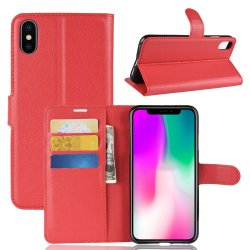 Apple iPhone Xr Plånboksetui PU-skinn Litchi Rød