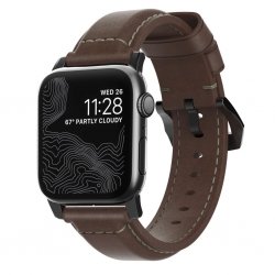 Apple Watch 44/45/46mm/Apple Watch Ultra Armbånd Traditional Band Black Hardware Rustic Brown