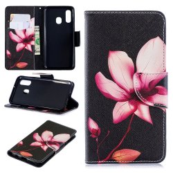 Samsung Galaxy A40 Plånboksetui PU-skinn Motiv Rosa Blomma