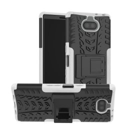 Sony Xperia 10 Plus Deksel DäckMønster Stativ TPU Hardplast Hvit