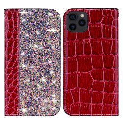 iPhone 13 Pro Etui Krokodillemønster Glitter Flip Sin