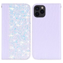 iPhone 13 Pro Etui Krokodillemønster Glitter Flip Hvit
