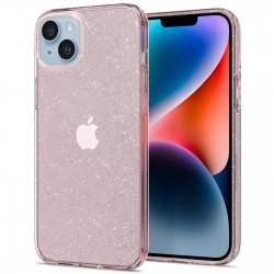 iPhone 14 Plus Deksel Liquid Crystal Glitter Rose Quartz