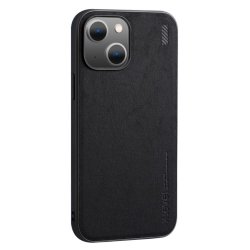 iPhone 14 Plus Deksel Semsket skinn tekstur Svart